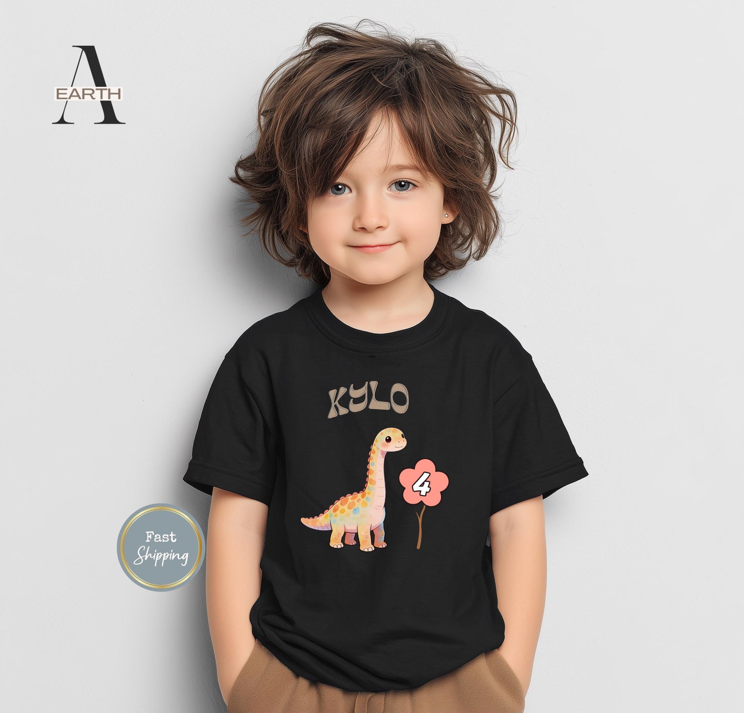 Personalized 3rd Birthday Shirt, Dinosaur Kids Tee, First Birthday Brachiosaurus Outfit