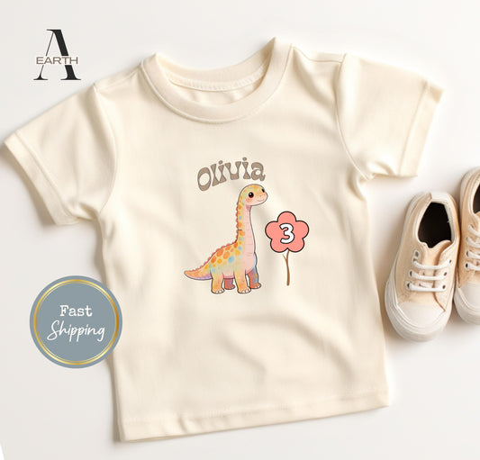 Personalized 3rd Birthday Shirt, Dinosaur Kids Tee, First Birthday Brachiosaurus Outfit