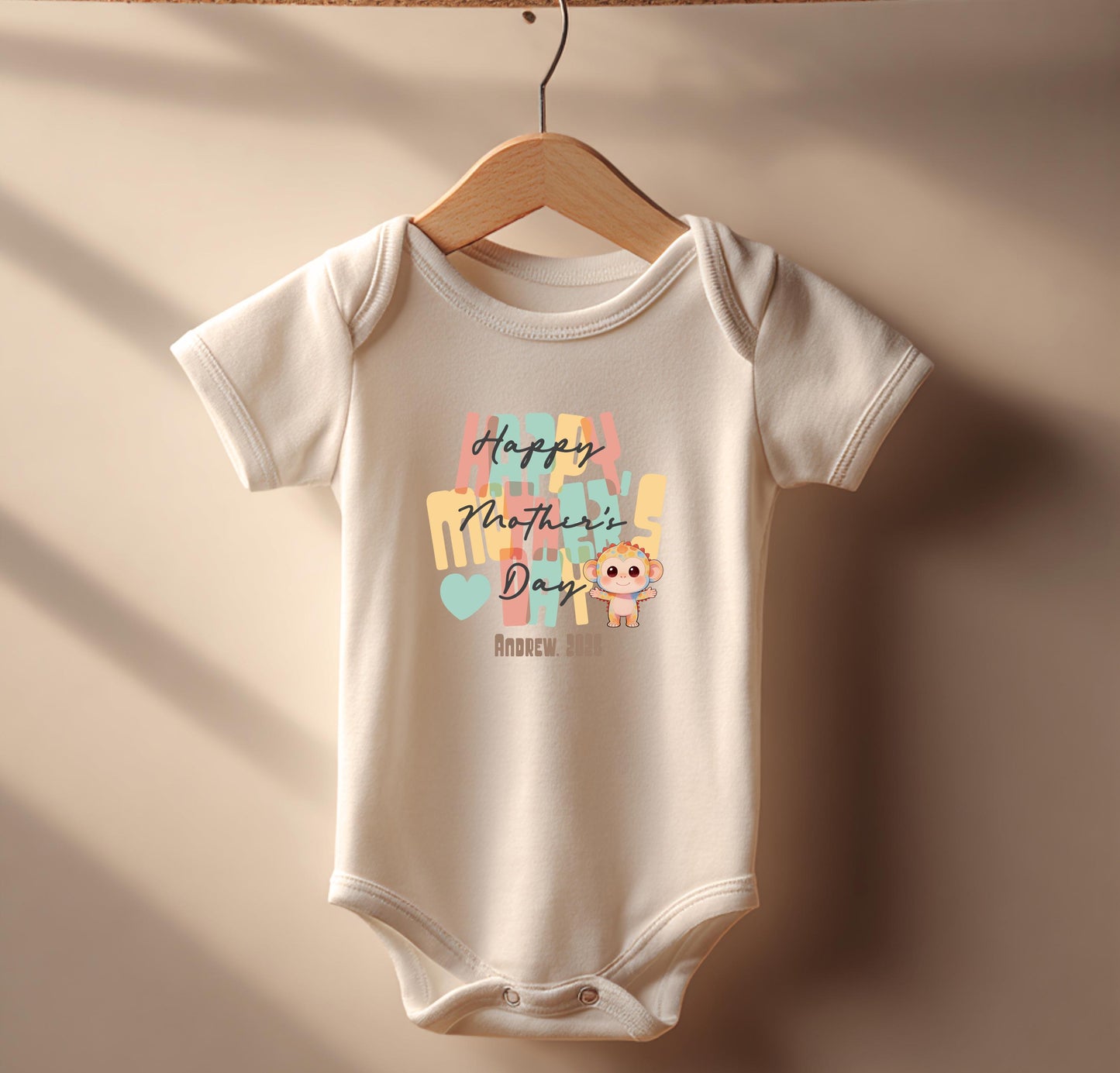 Personalized Happy Mother's Day Kids Shirt Monkey Toddler Tee Matching Family Outfit