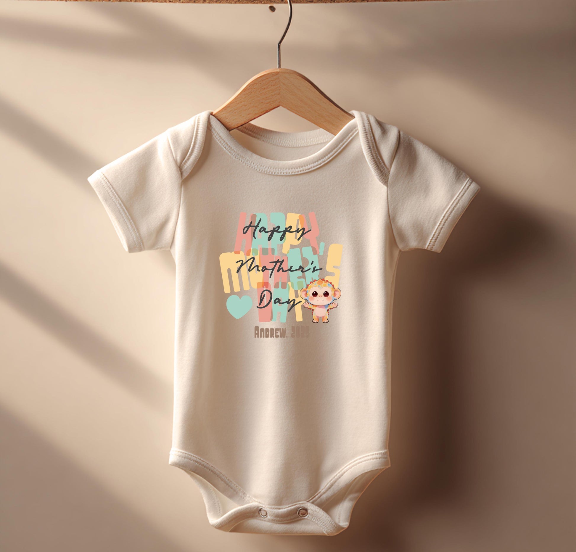 Personalized Happy Mother's Day Kids Shirt Monkey Toddler Tee Matching Family Outfit