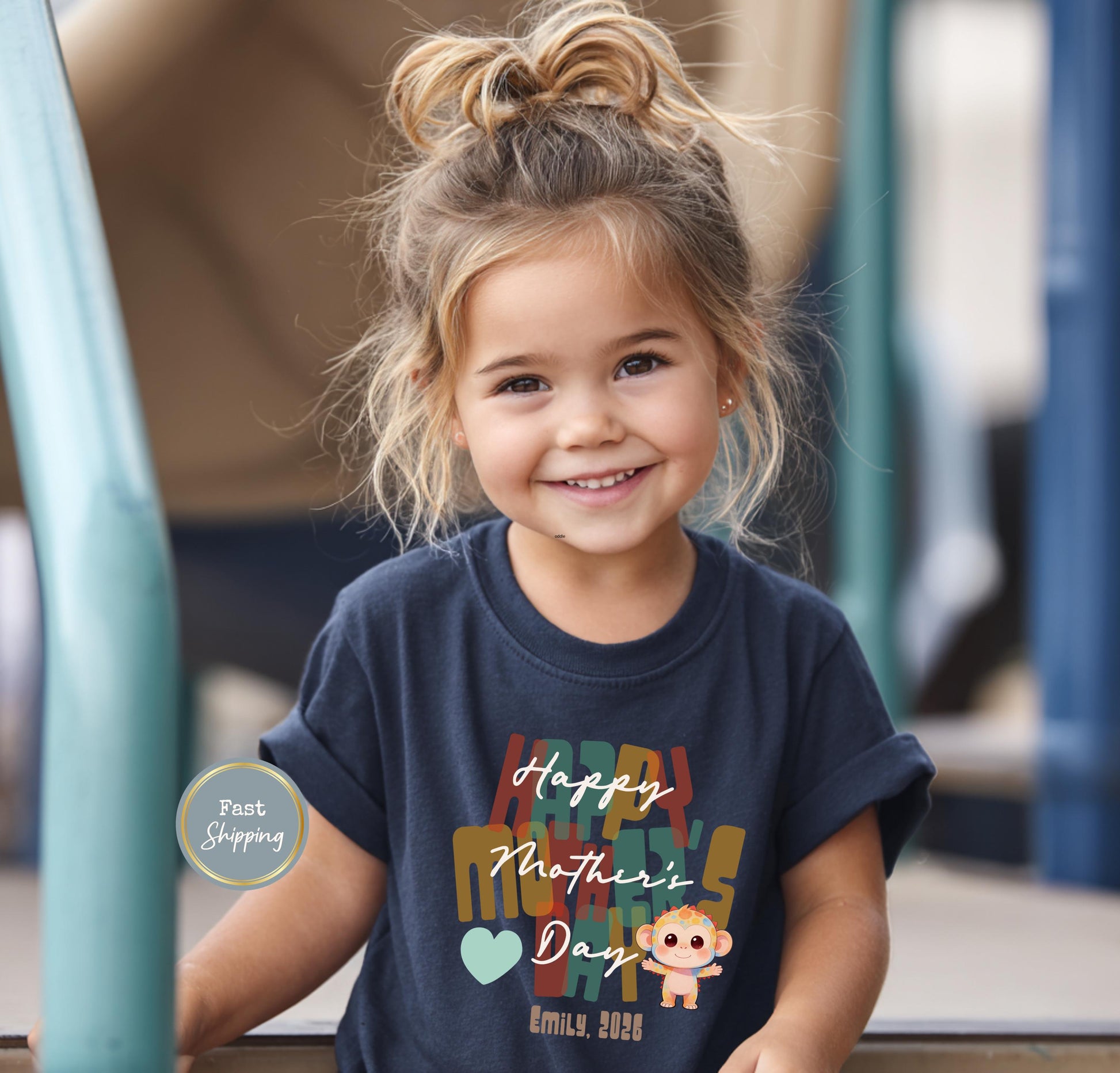 Personalized Happy Mother's Day Kids Shirt Monkey Toddler Tee Matching Family Outfit