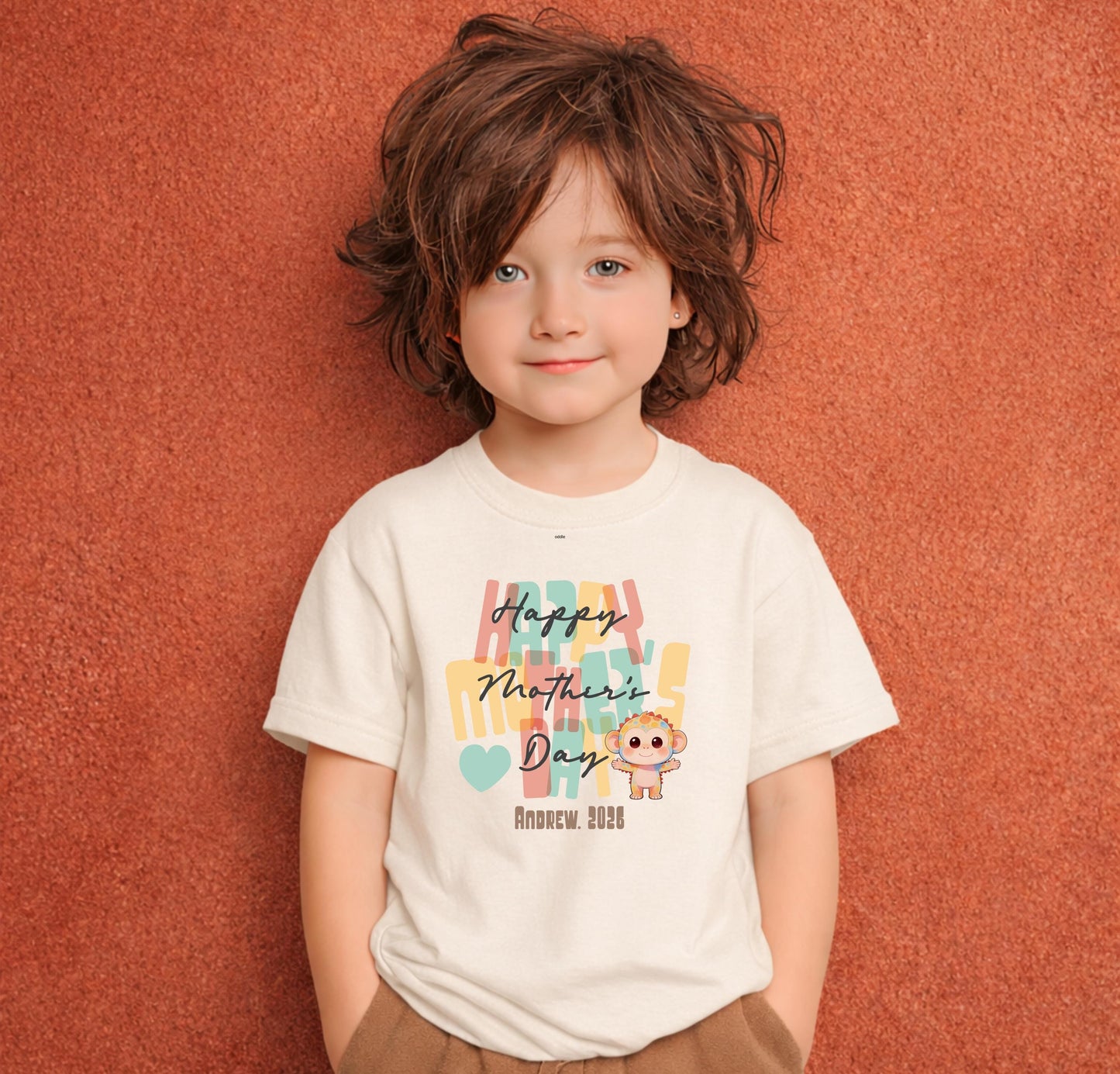 Personalized Happy Mother's Day Kids Shirt Monkey Toddler Tee Matching Family Outfit