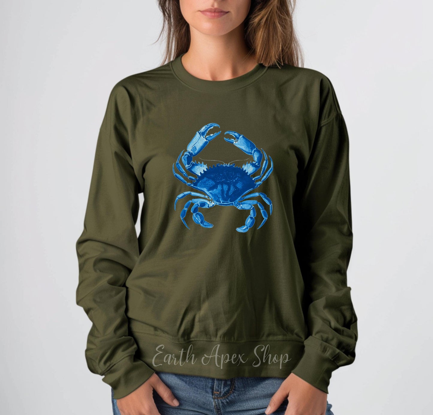 Chesapeake Blue Crab Sweater, Ocean Lover Gift Pullover