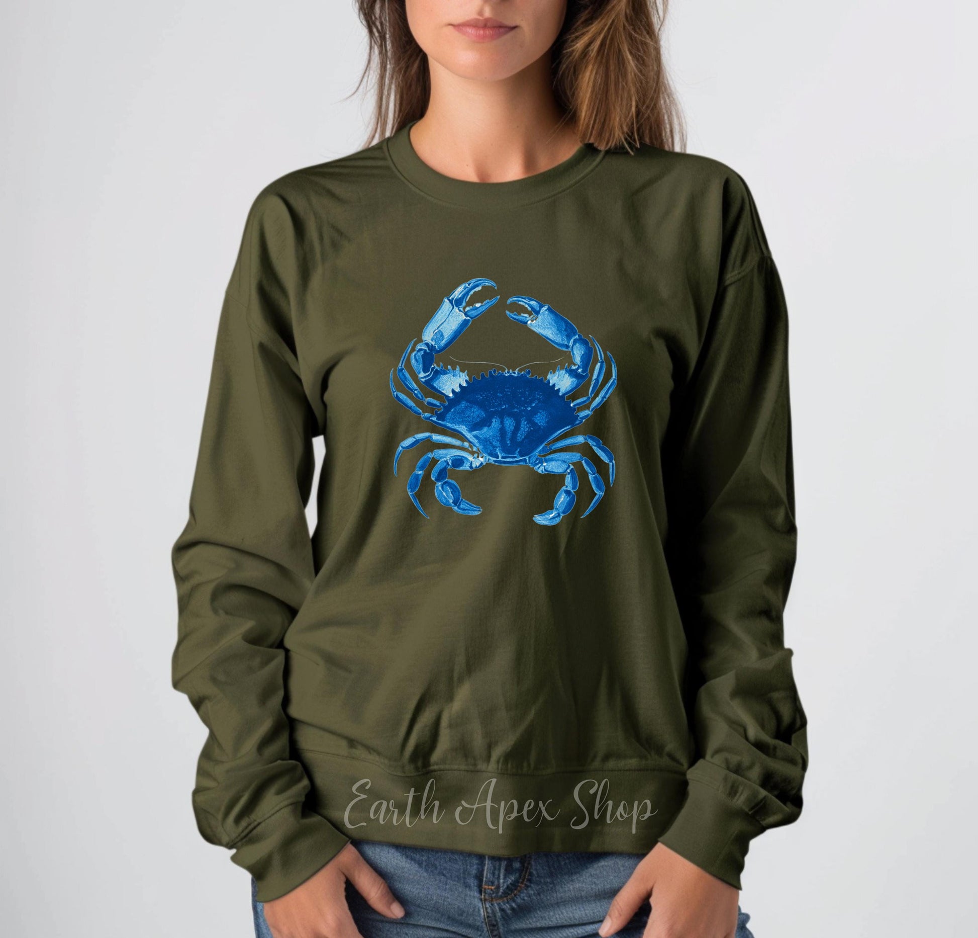 Chesapeake Blue Crab Sweater, Ocean Lover Gift Pullover