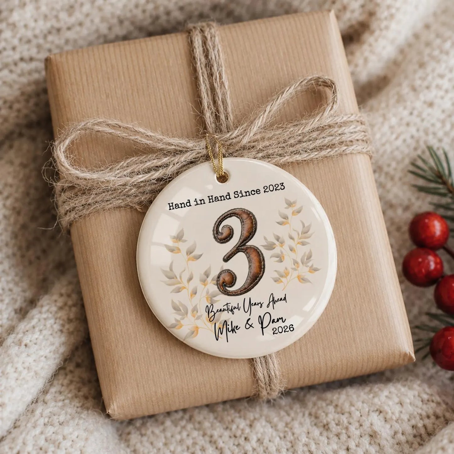 Personalized Anniversary Ceramic Ornament | 25th 40th 50th 60th & Custom Any Year Wedding Keepsake Gift