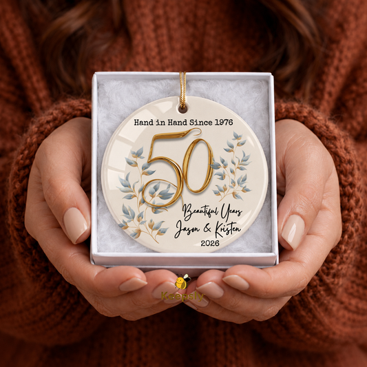 Personalized Anniversary Ceramic Ornament | 25th 40th 50th 60th & Custom Year Wedding Keepsake Gift