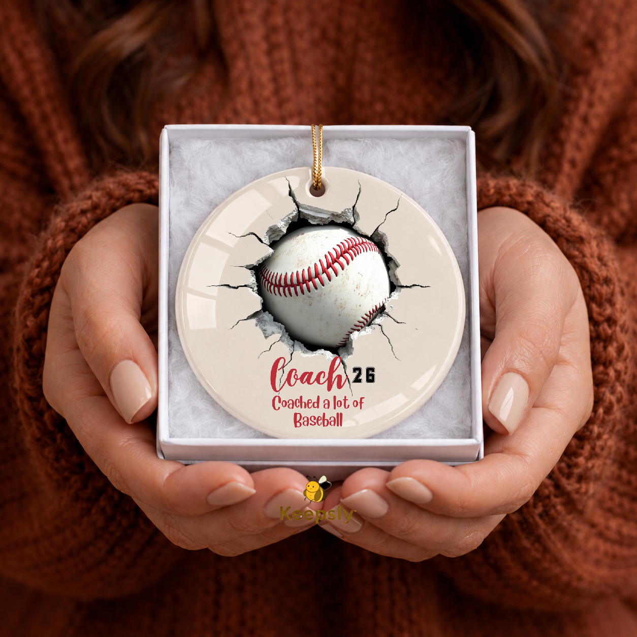 Personalized 3D Baseball Ornament: Custom Sports Ceramic Keepsake, Team Player Grandchildren Gift