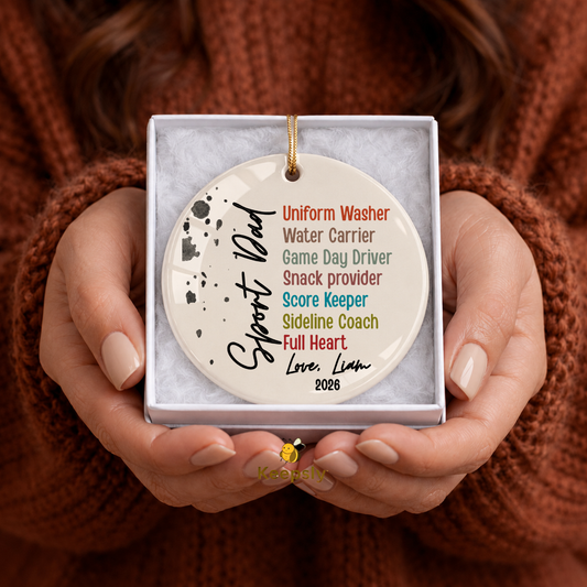 Personalized Dad Ceramic Ornament Sport Dads Gift Supportive New Daddy Keepsake