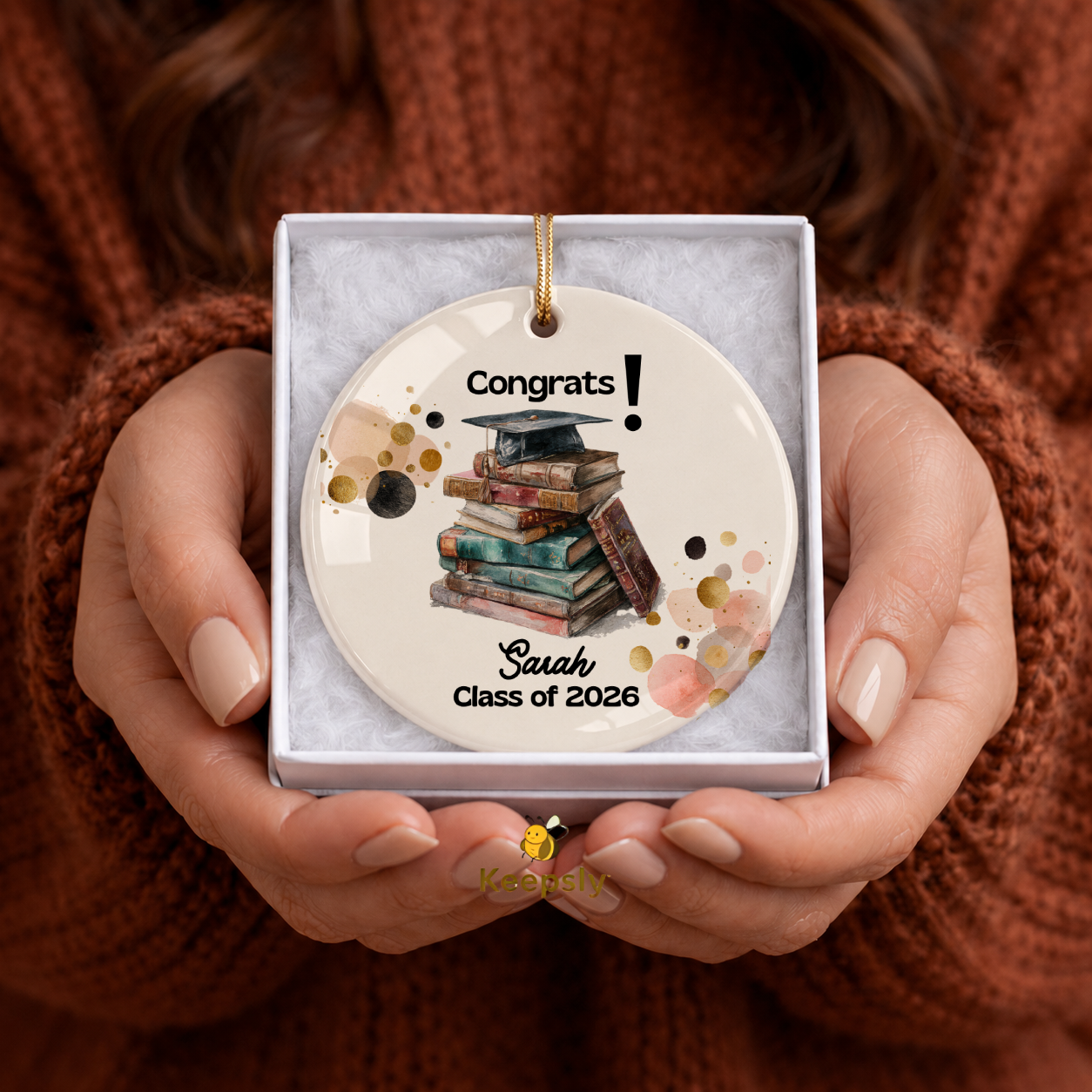 Personalized Graduation Ceramic Ornament | Custom Name Class of 2026 Congrats Grad Keepsake Gift