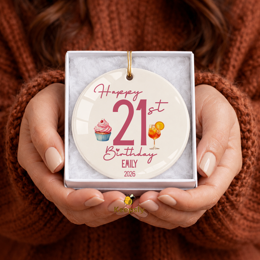 21st Birthday Gifts Ideas Personalized Ceramic Ornament