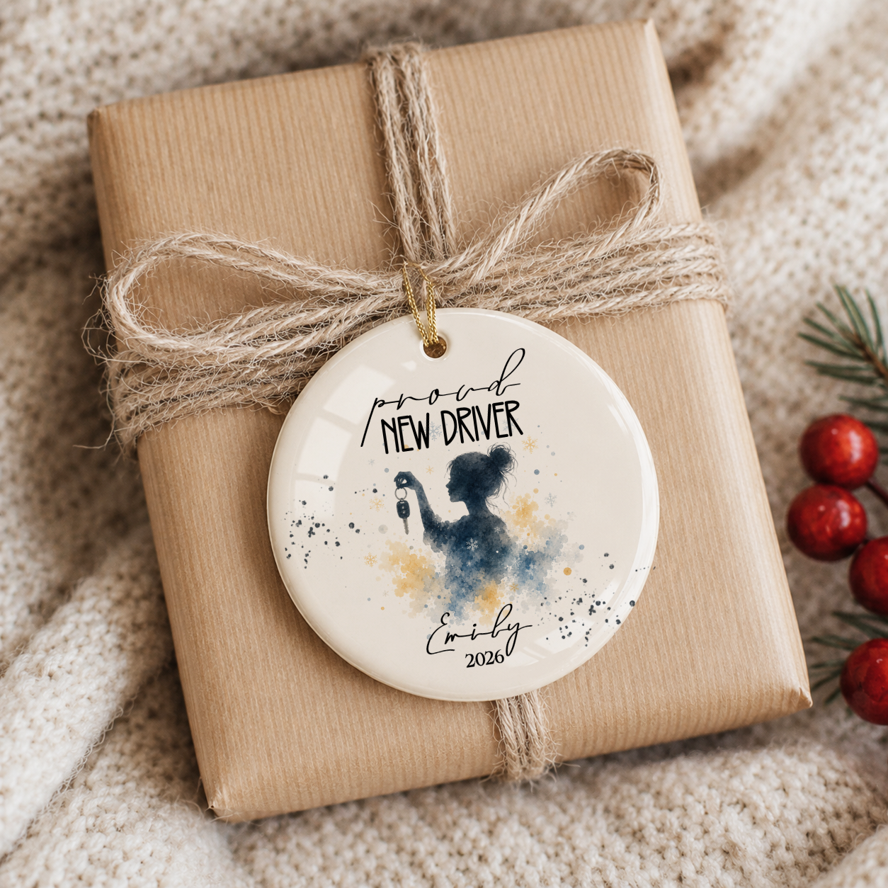 Proud New Driver Ornament Boy – Personalized 2026 Gift