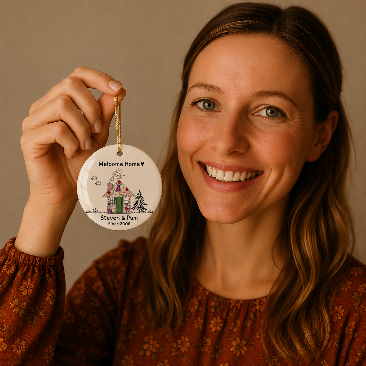 Personalized Welcome Home Ornament – Custom Floral Family Keepsake