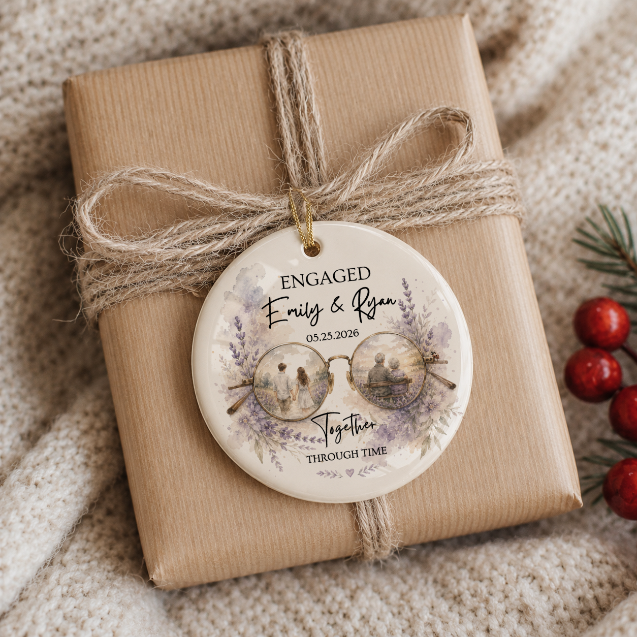 Engaged & Married Ornament – Personalized Couple Keepsake Gift