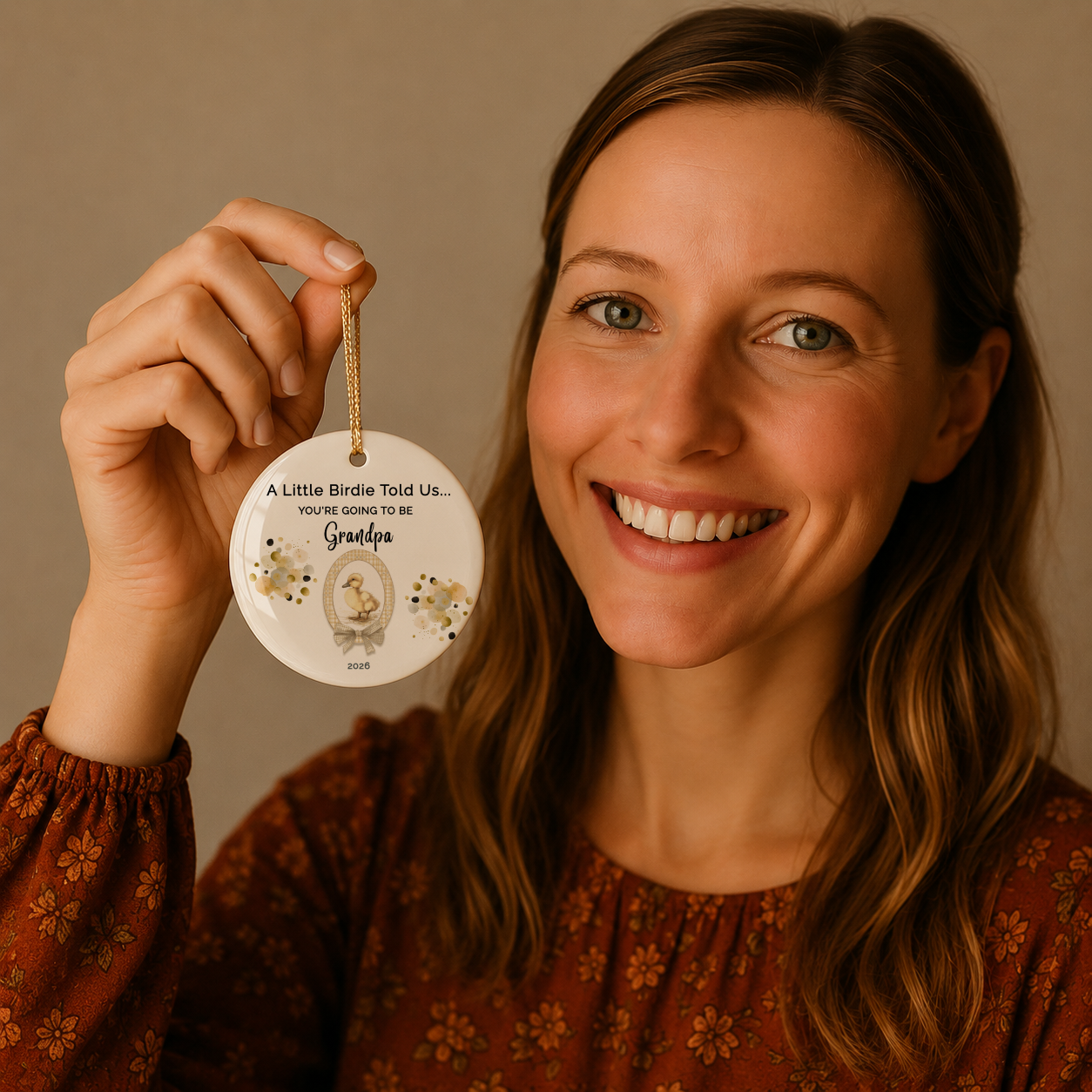 Pregnancy Reveal, First Time Grandma Grandpa Announcement Ornament