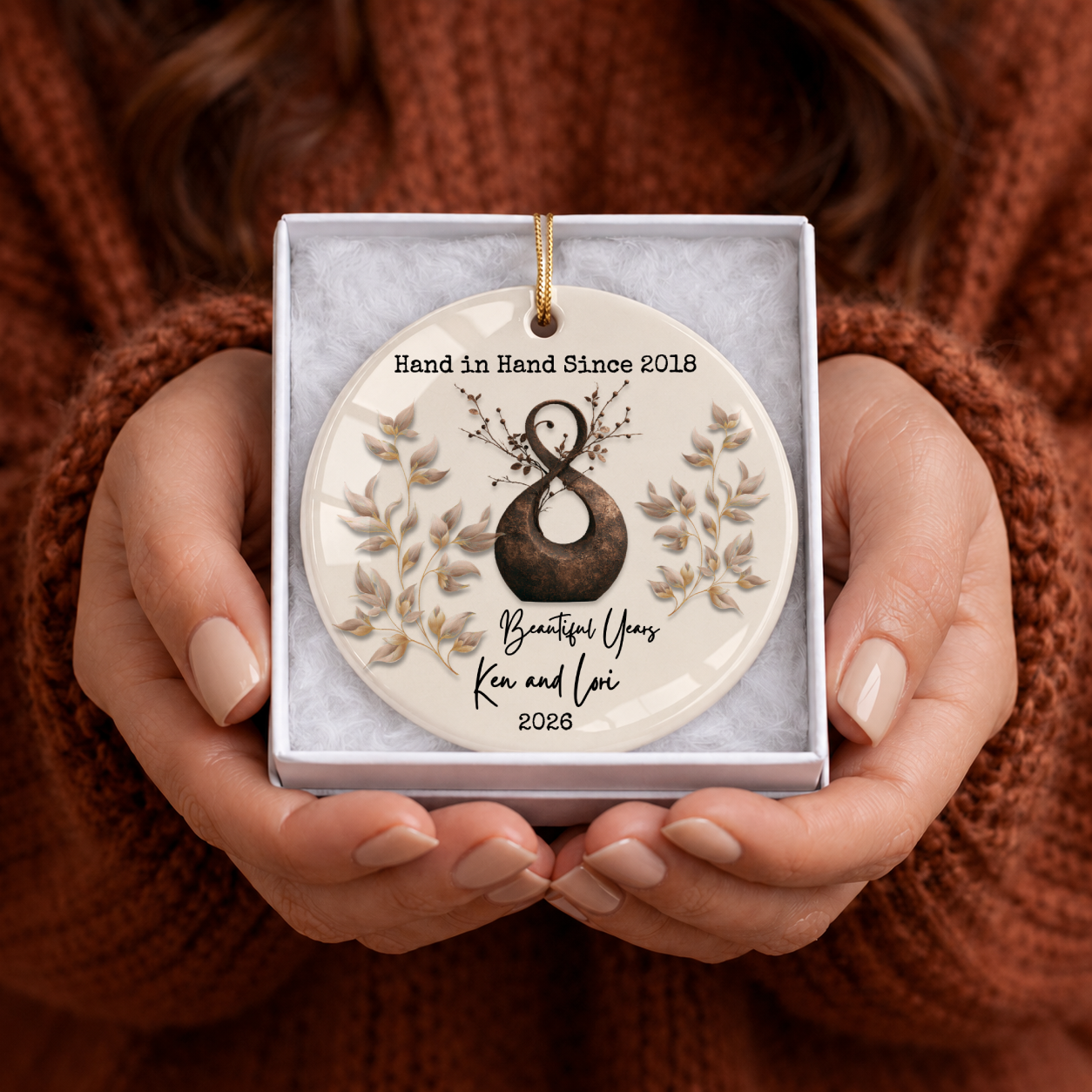 Personalized Anniversary Ceramic Ornament | 25th 40th 50th 60th & Custom Any Year Wedding Keepsake Gift