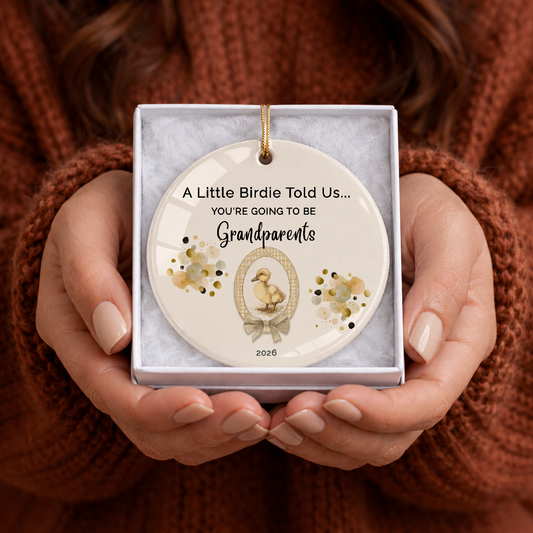 Pregnancy Reveal, First Time Grandma Grandpa Announcement Ornament