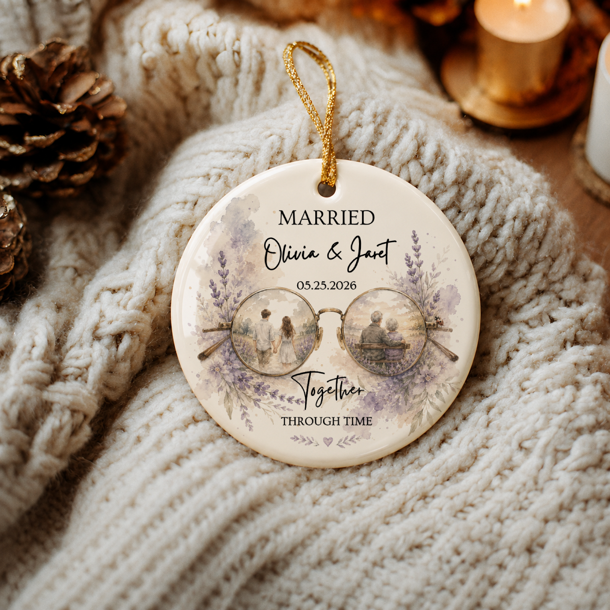 Engaged & Married Ornament – Personalized Couple Keepsake Gift