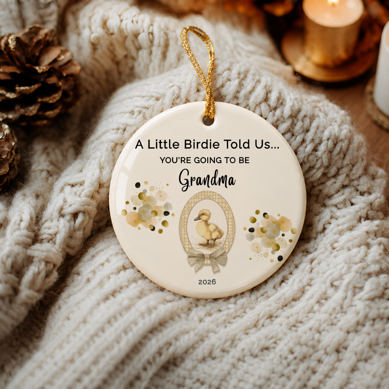 Pregnancy Reveal, First Time Grandma Grandpa Announcement Ornament