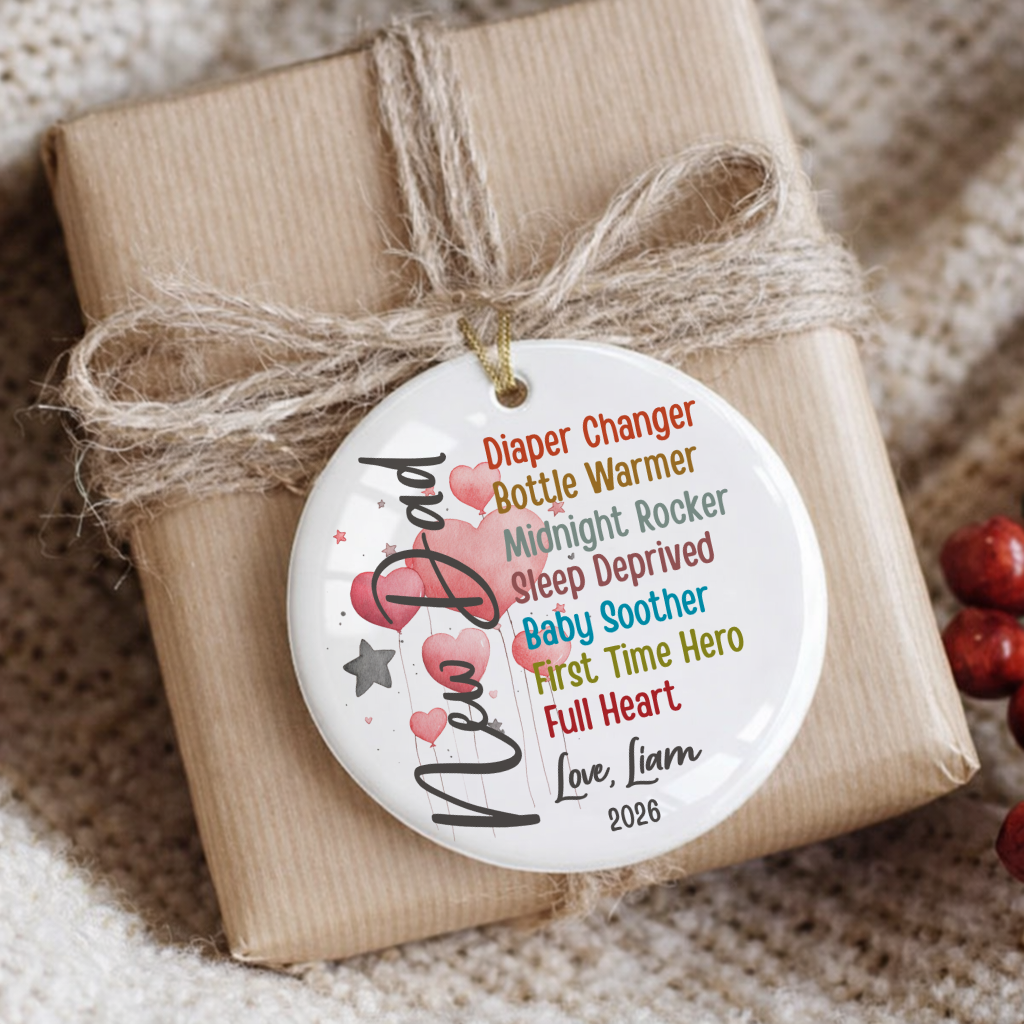 First Father's Day Gift for New Dad Ornament from Wife, Baby Announcement Keepsake