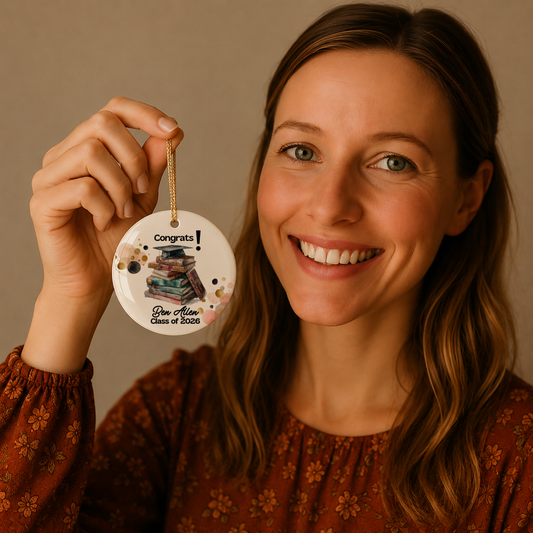 Personalized Graduation Ceramic Ornament | Custom Name Class of 2026 Congrats Grad Keepsake Gift