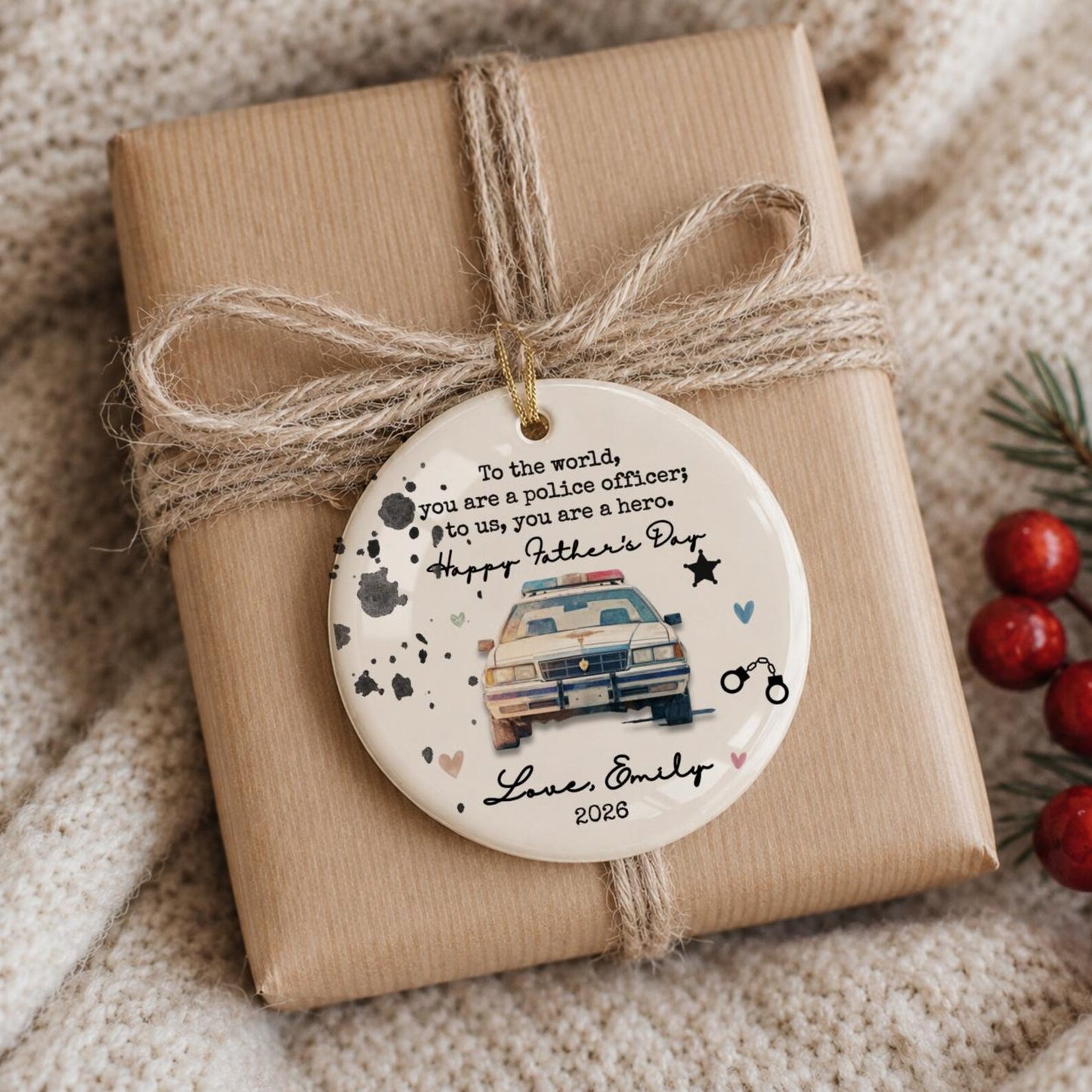Police Officer Ornament - Father's Day Gift for Sheriff Dad