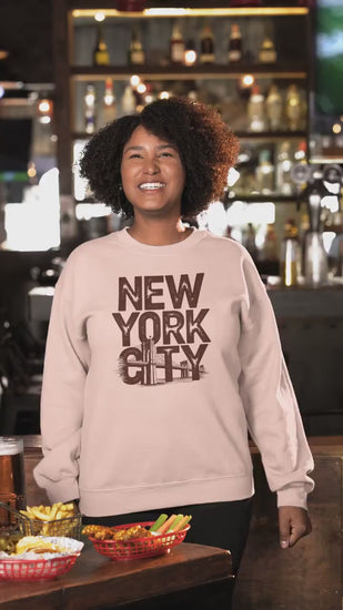 New York City Sweatshirt: NYC Crewneck Pullover - Brooklyn Bridge