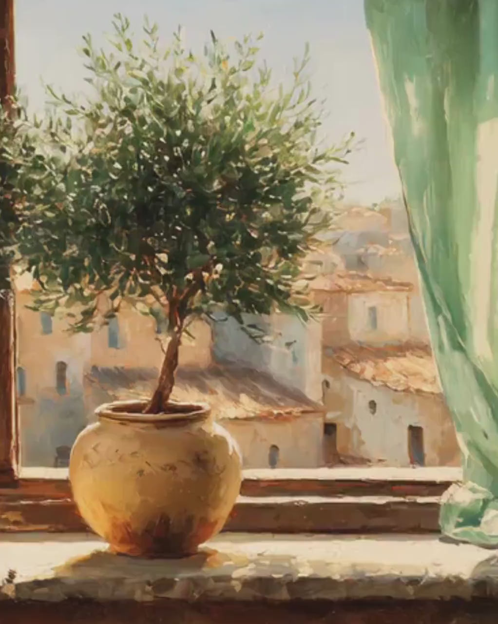 Tuscan Olive Tree; Mediterranean Still Life Digital Art Print (Digital Download) Free Greeting Card