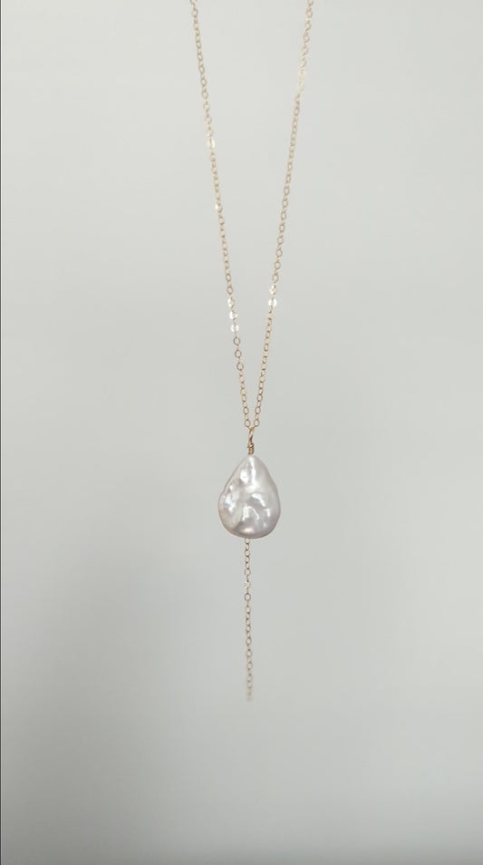 pearl lariat necklace gold