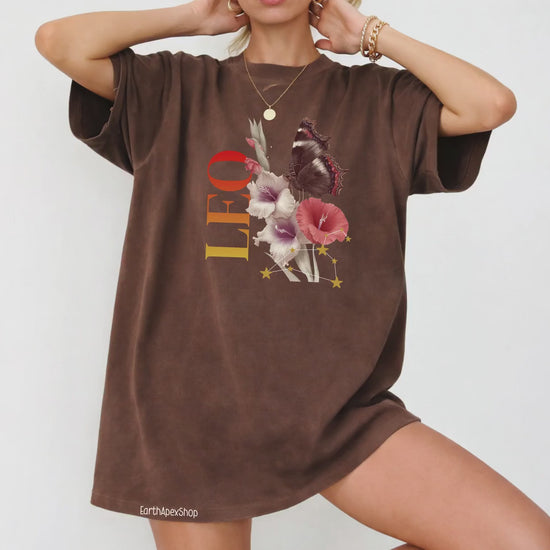 Leo July August Birth Month Flower Zodiac Constellation Shirt | Comfort Colors Tee