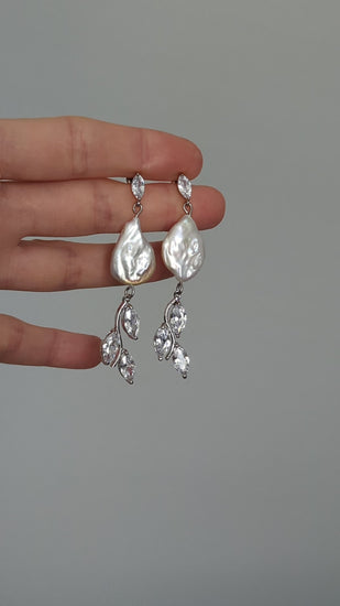 real pearl dangle earrings