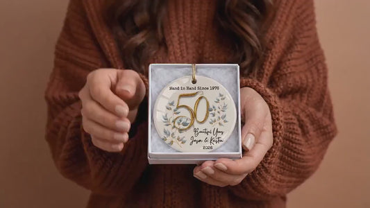 Personalized Anniversary Ceramic Ornament | 25th 40th 50th 60th & Custom Any Year Wedding Keepsake Gift