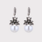 Pearl Dangle Earrings with Antique Silver Flower