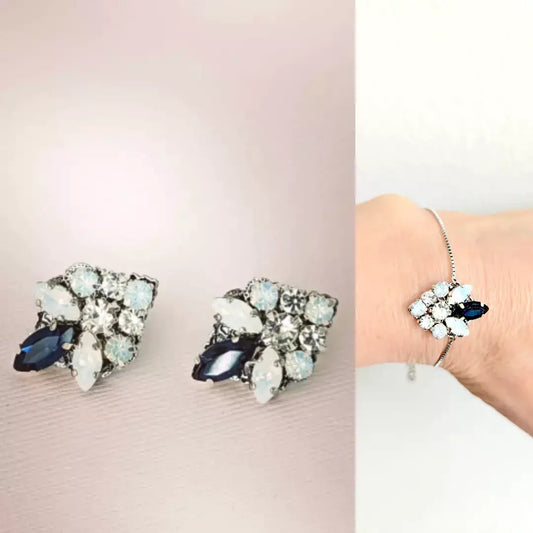 Art Deco Sapphire Bridal Earrings /4163 - JazzyAndGlitzy