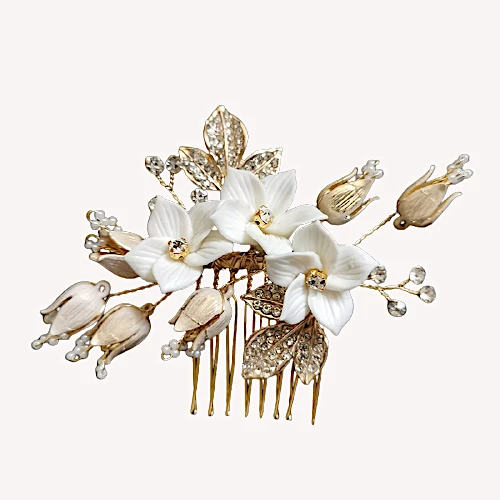 Ivory Floral Hairpiece, CBF44