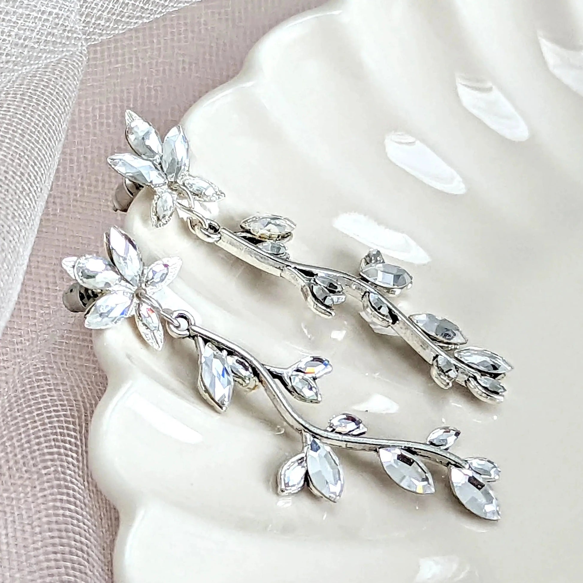 Silver Wedding Earrings - JazzyAndGlitzy