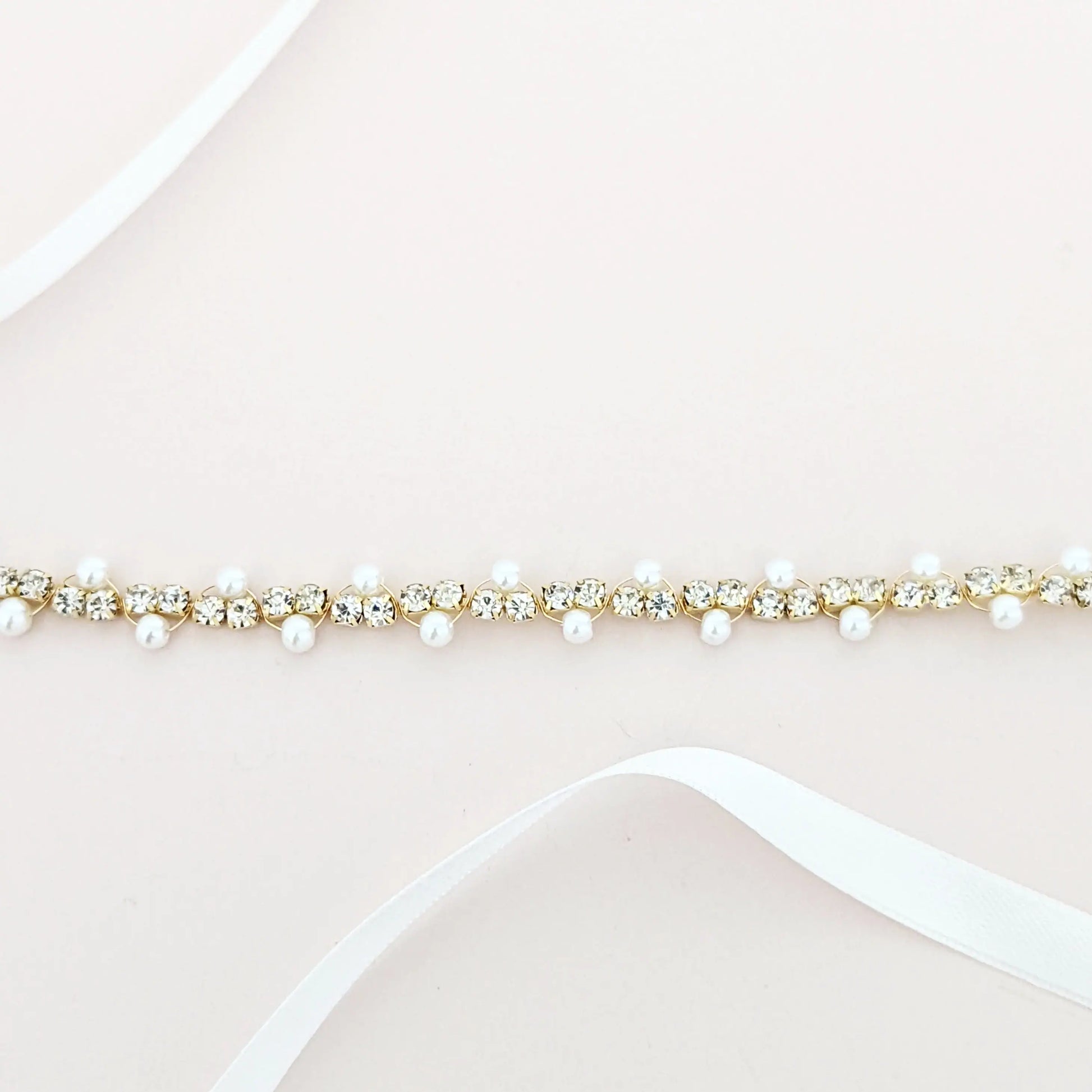 Pearl Bridal Belt, Thin Wedding Dress Sash 20 / Ivory Cream / Silver