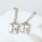 Square Crystal Drop Earrings with Sterling Silver Post and 1 Carat Cubic Zirconia