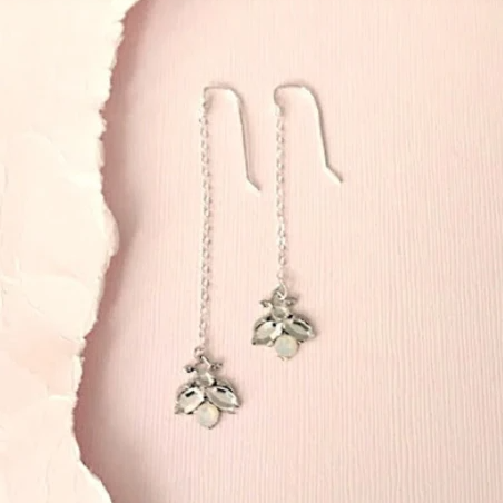 Dainty Crustal Bridal Necklace Cluster Long Earrings - JazzyAndGlitzy