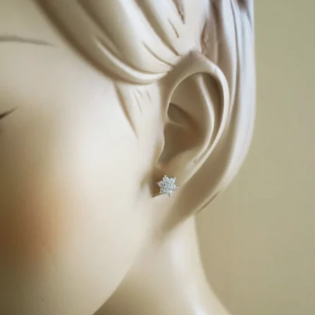 Cubic Zirconia Flower Shaped Stud Earrings