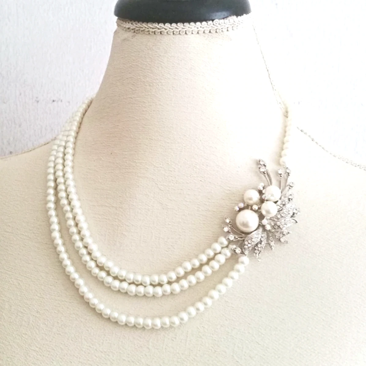 vintage style wedding necklace pearl