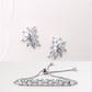 bridal leaf stud earrings and bracelet set