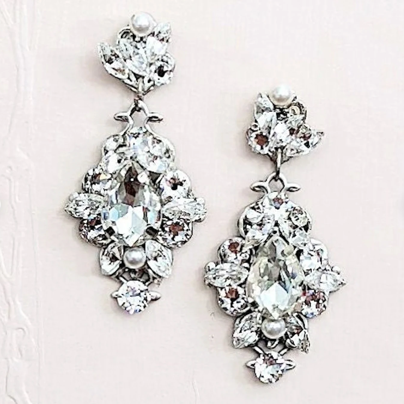 Crystal bridal drop earrings - Dramatic crystal drop earrings - Style #2121  | Twigs & Honey ®, LLC