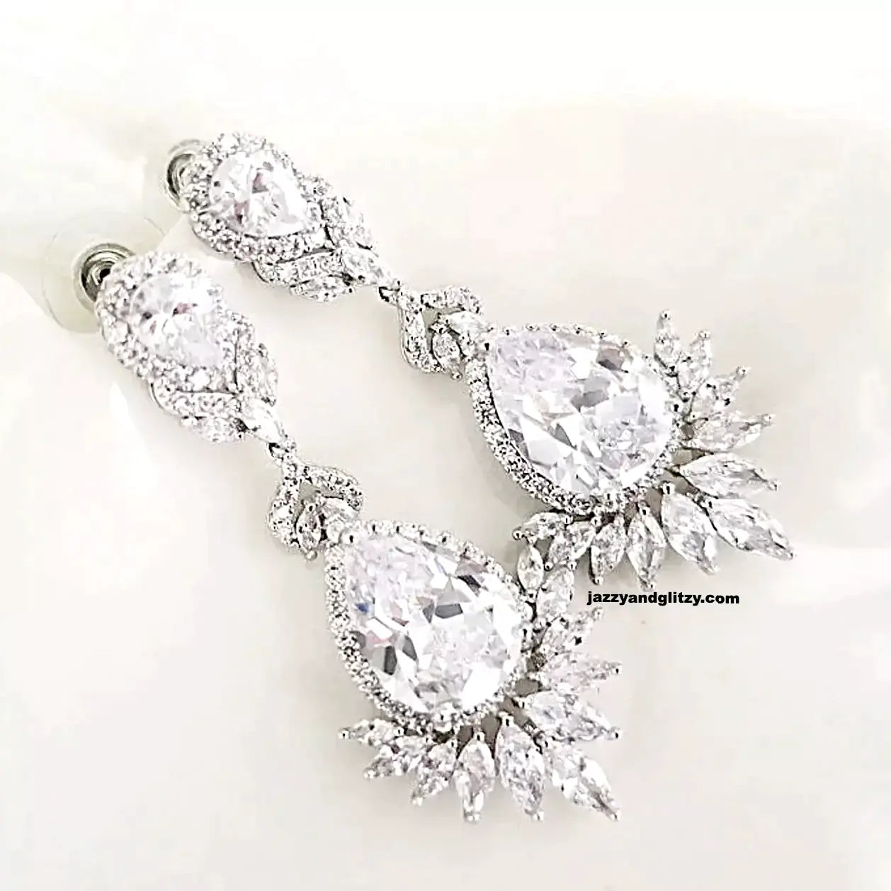 Gold Great Gatsby Art Deco Vintage Style Chandelier Bridal Earrings