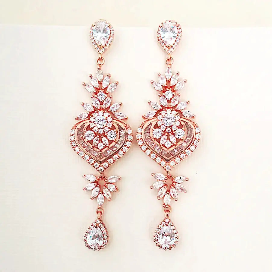 rose gold bridal earrings chandelier