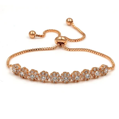 flower tennis bracelet gold wedding jewelry