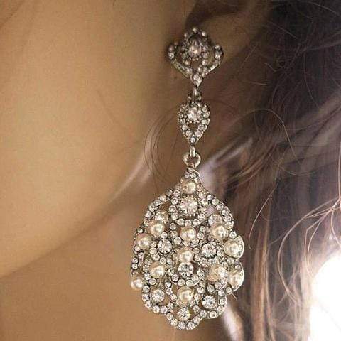 Bridal Chandelier Earrings with Pearls