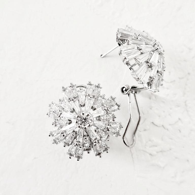Cubic Zirconia Ice Flower Earrings