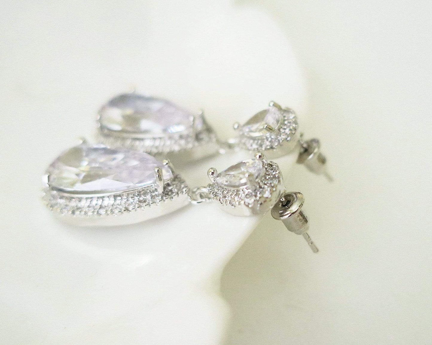 Cubic Zirconia Drop Earrings in Old Hollywood Style for The Bride