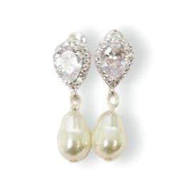 CZ Drop Pearl Earrings Sayla