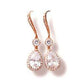 Rose Gold Drop Earrings Dangle with Cubic Zirconia